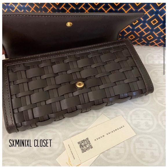 🚫SOLD🚫🍀NEW🍀Tory Burch Britten woven flap envelope continental wallet - Picture 2 of 7
